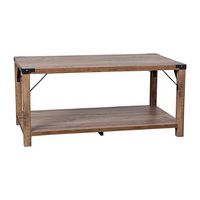 Alamont Home - 2-Tier Coffee Table with Metal Side Braces and Corner Caps - Rustic Oak