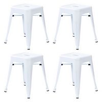 Alamont Home - Kai Industrial Metal Dining Stool (Set of 4) - White