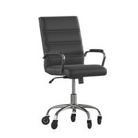 Alamont Home - Executive Chair on Skate Wheels - Black LeatherSoft/Chrome Frame