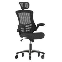 Alamont Home - Ergonomic Swivel Task Chair with Roller Wheels & Flip Up Arms - Black