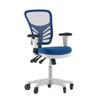 Alamont Home - Mid-Back Ergonomic Multifunction Mesh Chair with Polyurethane Wheels - Blue Mesh/W...