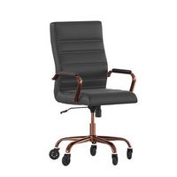 Alamont Home - Executive Chair on Skate Wheels - Black LeatherSoft/Rose Gold Frame