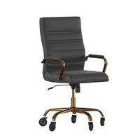 Alamont Home - Executive Chair on Skate Wheels - Black LeatherSoft/Gold Frame