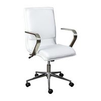 Alamont Home - Designer Executive Swivel Office Chair with Arms - White/Chrome