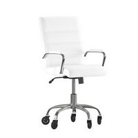 Alamont Home - Executive Chair on Skate Wheels - White LeatherSoft/Chrome Frame