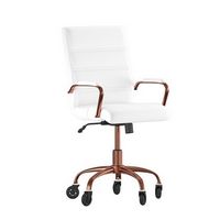 Alamont Home - Executive Chair on Skate Wheels - White LeatherSoft/Rose Gold Frame