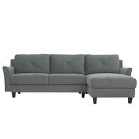 Lifestyle Solutions - Hartford Three Seat Sectional Sofa Upholstered Microfiber Fabric Curved Arm...