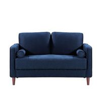 Lifestyle Solutions - Langford Loveseat with Upholstered Fabric and Eucalyptus Wood Frame - Navy ...