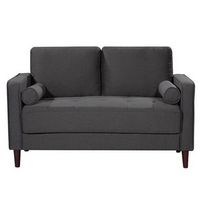 Lifestyle Solutions - Langford Loveseat with Upholstered Fabric and Eucalyptus Wood Frame - Heath...
