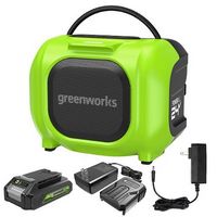 Greenworks - 24 Volt Battery Powered Bluetooth Speaker with 2.0Ah Battery &amp; Charger - Green