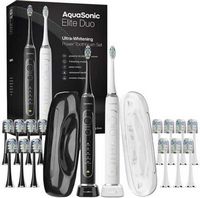 AquaSonic - Elite Duo - Rechargeable Electric Toothbrush Set - 2 Brushes, 16 Brush Heads, Wireles...