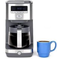 GE - 12 Cup Programmable Coffee Maker with Adjustable Keep Warm Plate and Glass Carafe - Stainles...