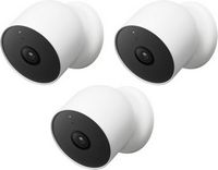 Google - Nest Cam 3 Pack Indoor/Outdoor Wire Free Security Cameras - Snow