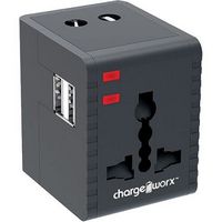 Chargeworx - 4-in-1 International Travel Adapter - Black