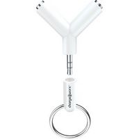 Chargeworx - 2-Way Headphone Splitter Adapter - White