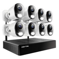 Night Owl - 10-Channel, 8-Camera Indoor/Outdoor Wireless 2K 1TB NVR Security System with 2-Way Au...