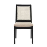 Walker Edison - Boho Solid Wood Dining Chair with Rattan Inset (2-Piece Set) - Black