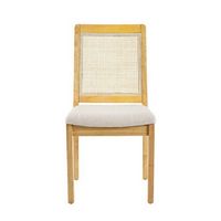 Walker Edison - Boho Solid Wood Dining Chair with Rattan Inset (2-Piece Set) - Natural
