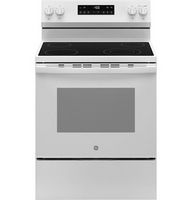 GE - 5.3 Cu. Ft. Freestanding Electric Range with Steam Cleaning and 4 Burner Radiant Cooktop - W...