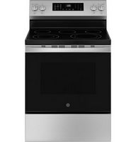 GE - 5.3 Cu. Ft. Freestanding Electric Convection Range with Steam Cleaning and EasyWash Tray - S...
