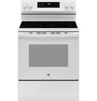 GE - 5.3 Cu. Ft. Freestanding Electric Convection Range with Steam Cleaning and EasyWash Tray - W...