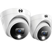 Night Owl - 2-Camera Indoor/Outdoor Add On Wired 2K Security Dome Cameras with 2-Way Audio - White