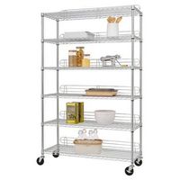 TRINITY - EcoStorage 6-Tier | 48x18x72 | Commercial Wire Shelving | NSF | w/ Backstands & Wheels ...