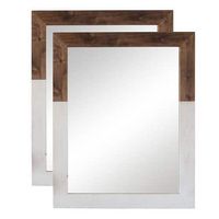 TRINITY - DRAKESTONE | 24x31 Two Toned Farmhouse Vanity Mirror | 2-Pack |White Wash and Walnut - ...