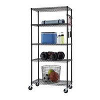 TRINITY - 5-Tier | 36x18x72 | Commercial Wire Shelving | NSF | w/ Sidebar & Wheels | - Black