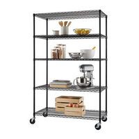 TRINITY - 5-Tier | 48x24x72 | Commercial Wire Shelving | NSF | w/ Wheels | - Black