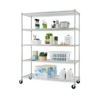 TRINITY - BASICS EcoStorage 5-Tier | 60x24x72 | Wire Shelving | NSF | w/ Wheels | - Chrome