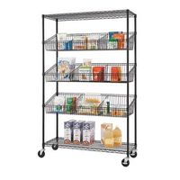 TRINITY - 5-Tier | 48x18x72 | Commercial Wire Shelving | NSF | w/ Baskets & Dividers | - Black