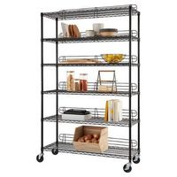 TRINITY - 6-Tier | 48x18x72 | Commercial Wire Shelving | NSF | w/ Backstands & Wheels | - Black