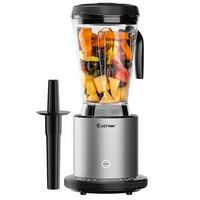 Costway - 1500W Countertop Blender Smoothie Maker High Power Blender w/ 10 Speeds - Black/Silver