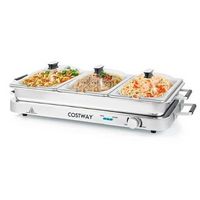 Costway - Food Warmer Buffet Server 450W Electric Warming Tray for Parties - Silver