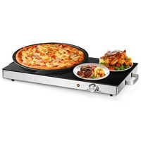 Costway - 22''x 14'' Electric Warming Tray Hot Plate Dish Warmer w/ Adjustable Temperature - Silv...