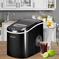 Costway - Portable Compact Electric Ice Maker Machine Mini Cube 26lb/Day - Black