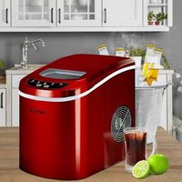 Costway - Portable Compact Electric Ice Maker Machine Mini Cube 26lb/Day - Red