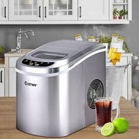 Costway - Portable Compact Electric Ice Maker Machine Mini Cube 26lb/Day - Silver