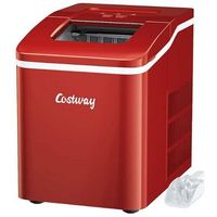 Costway - Portable Ice Maker Machine Countertop 26Lbs/24H Self-cleaning w/ Scoop - Red