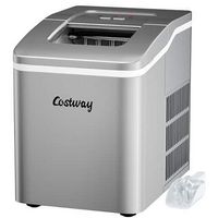 Costway - Portable Ice Maker Machine Countertop 26Lbs/24H Self-cleaning w/ Scoop - Silver