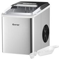 Costway - Ice Maker Machine Countertop 26Lbs/24H Self-Clean W/ Scoop - Silver