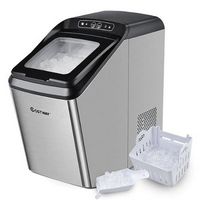 Costway - Nugget Ice Maker Machine Countertop Chewable Ice Maker 29lb/Day Self-Cleaning - Silver