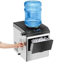 Costway - 2-in-1 Countertop Ice Maker Water Dispenser 48Lbs/24H w/ Scoop - Black/Silver