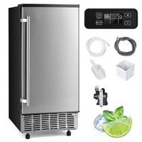 Costway - Built-in Ice Maker Free-Standing/Under Counter Machine 80lbs/Day w/ Drain Pump - Silver...