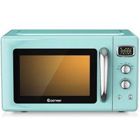 Costway - 0.9Cu.ft. Retro Countertop Compact Microwave Oven 900W 8 Cooking Settings - Green