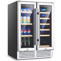 Costway - 24%27%27 Dual Zone Wine and Beverage Cooler Refrigerator Dual Control Refrigerator - Silver