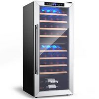 Costway - 43 Bottle Wine Cooler Refrigerator Dual Zone Temperature Control w/ 8 Shelves - Black