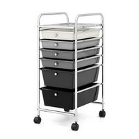 Costway - 6 Drawer Rolling Storage Cart Scrapbook Paper Office Organizer - Mixed Black