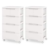 Costway - 2 PCS 5-Drawer Plastic Rolling Storage Cart with 4 Universal Wheels Dresser Cabinet - W...